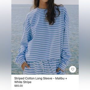 Daily Drills striped cotton long sleeve in Malibu/white Stripe